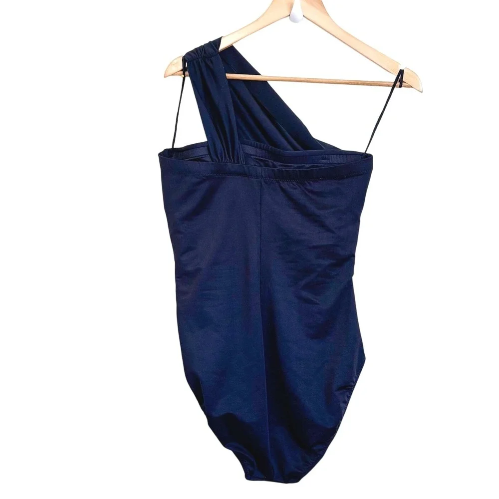 MagicSuit Womens Goddess Swimsuit Size 12 Black One Shoulder One Piece Underwire